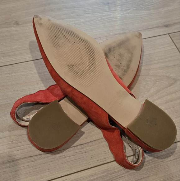 Anthropologie scalloped suede pointed toe slingback flats - Picture 6 of 7